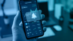 Crypto price alert notification on a phone