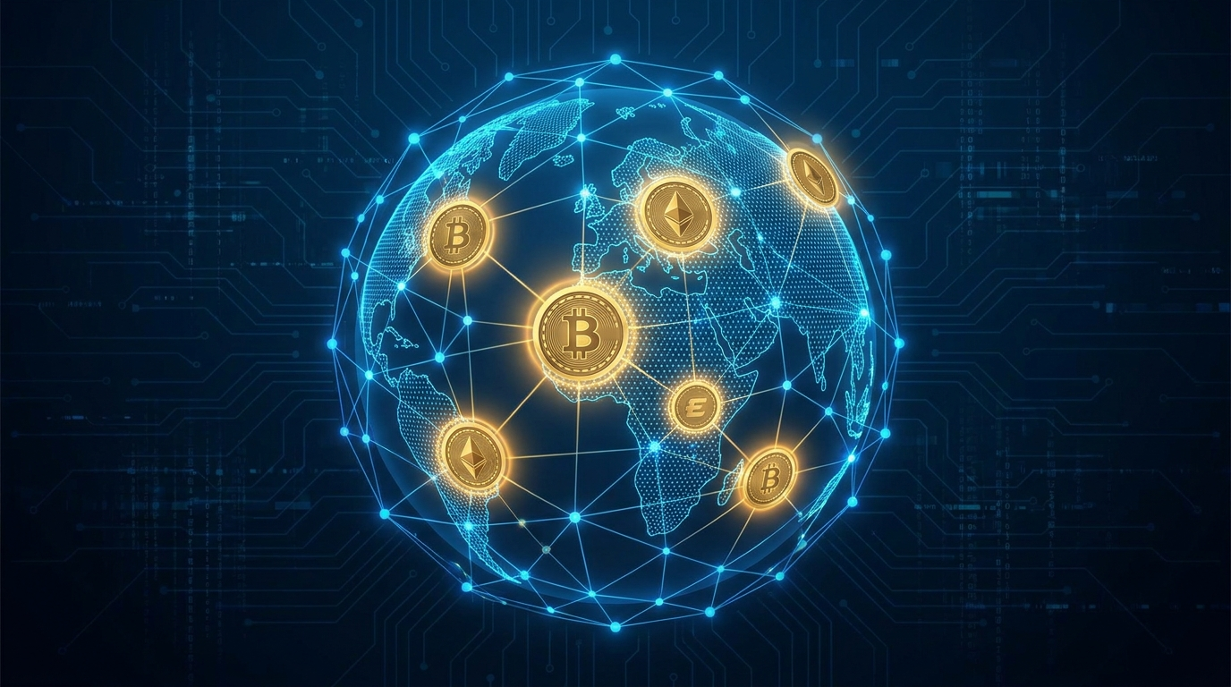 Abstract global network map representing crypto regulation news