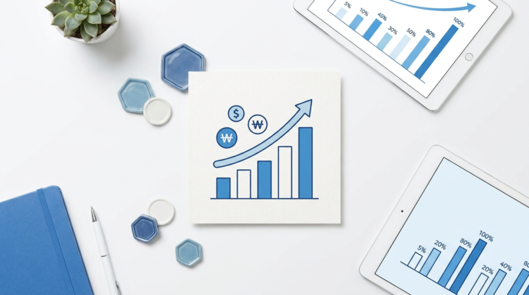Dividend growth chart illustration comparing US and Korean markets