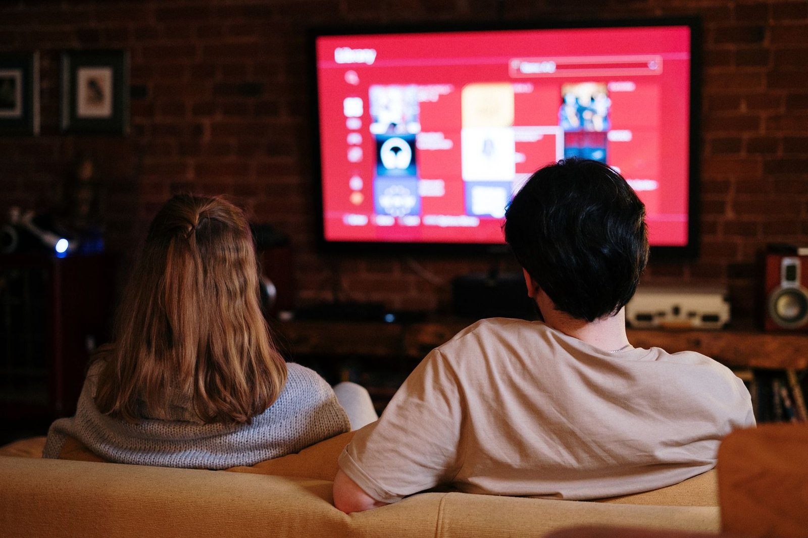 Streaming a Korean drama on a TV at home