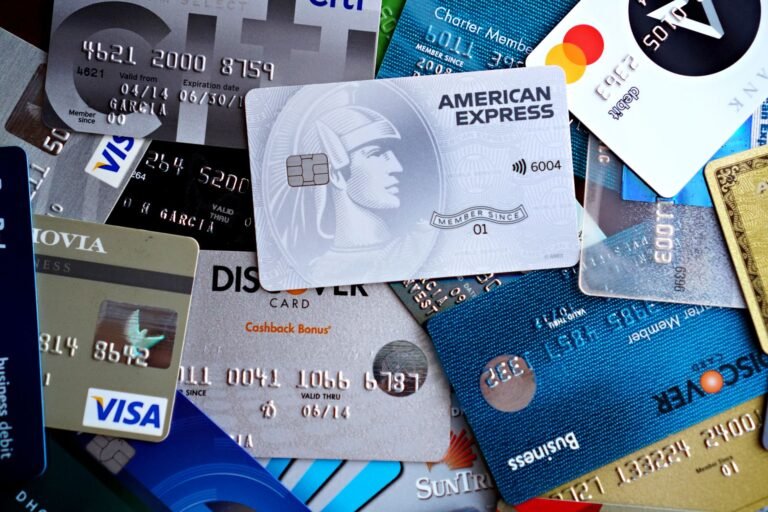 Close-up of several credit and debit cards used to compare chargeback and refund request options