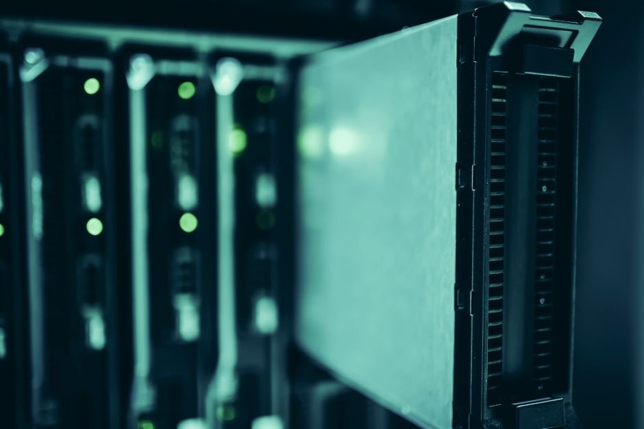 Data center server racks representing node operators running Polygon validator software