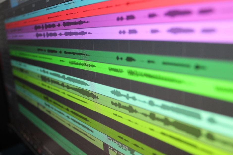 Audio waveform in editing software while reviewing a text-to-speech voiceover