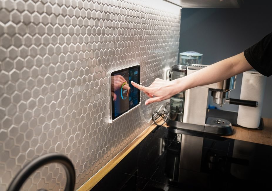 Smart home touchscreen control panel similar to a connected appliance display