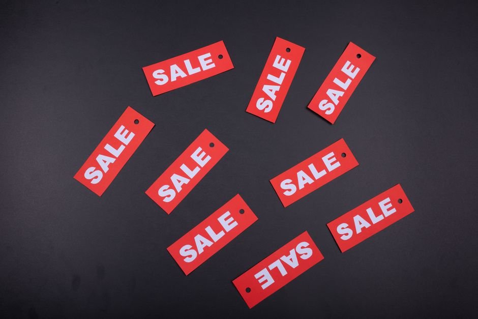 Sale price tags in a store