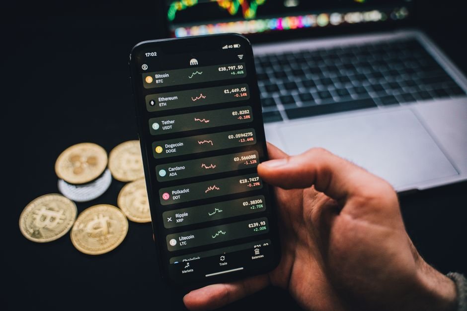 Smartphone showing a crypto trading app