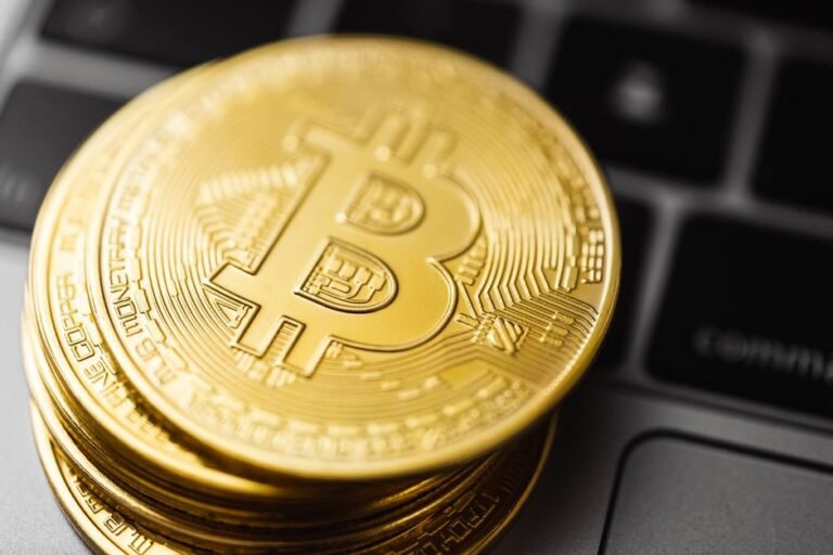 Bitcoin coin on a dark background