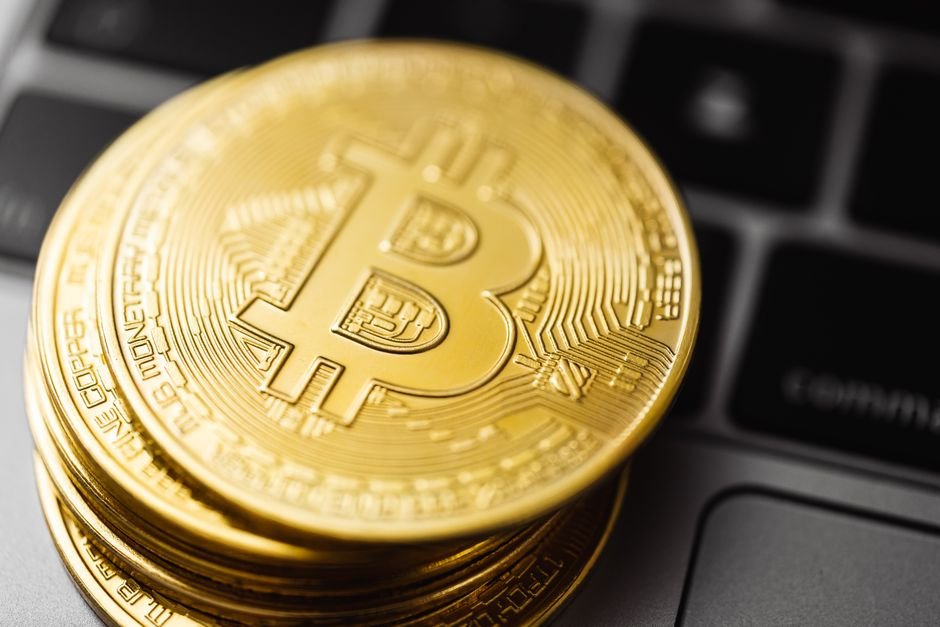 Bitcoin coin on a dark background