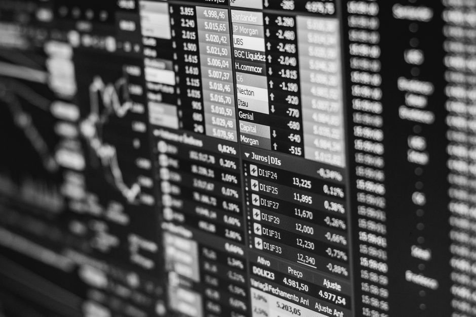 Trading screen with price charts
