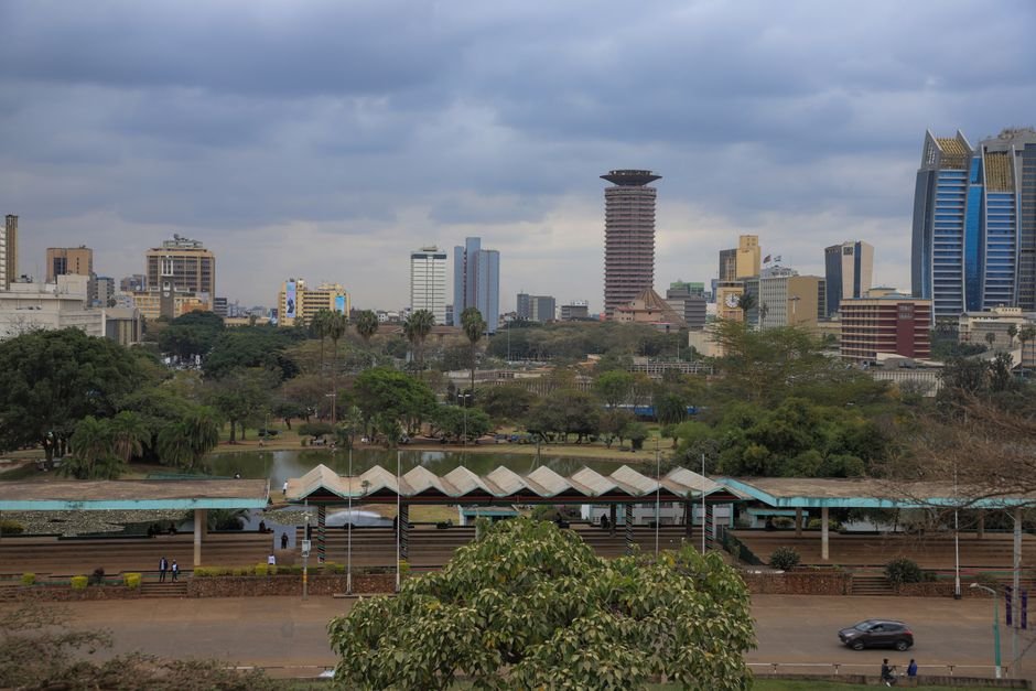 Nairobi skyline with modern towers and greenery, illustrating Kenya's 2026 mandatory travel health insurance rule