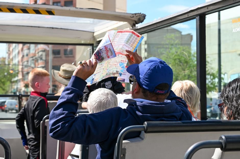 Tourists sightseeing on a guided tour