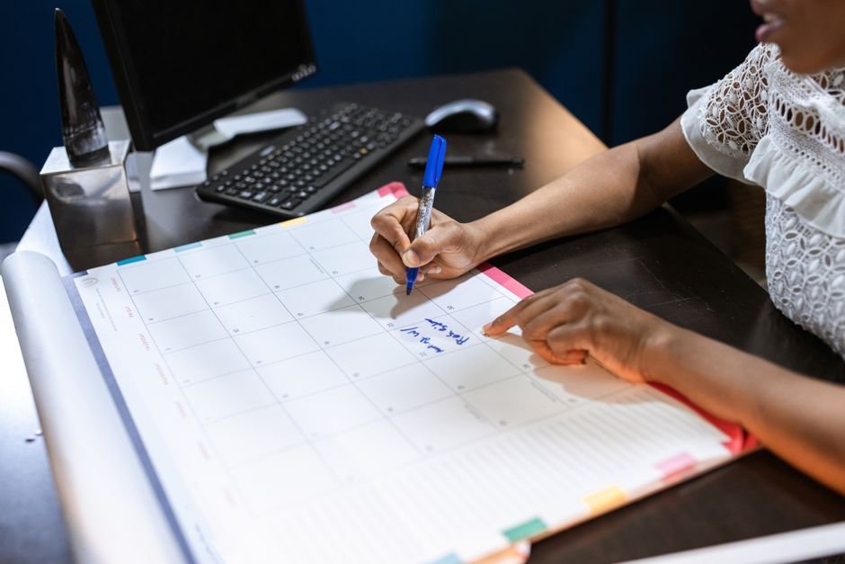 Desk calendar used to track the Stellar Protocol 30 testnet and mainnet vote dates