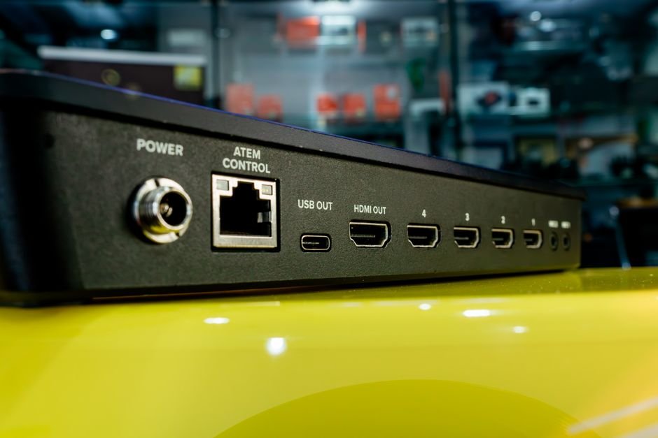 HDMI and USB ports on a media device, relevant to power and connection checks for a stuck Chromecast update